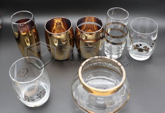 Покрытие золота 2 сторон на стеклянной посуде с покрытием золота фарфоровой посуды машины плакировкой иона и серебряным покрытием с картинами