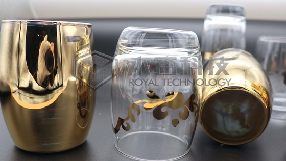 Покрытие золота 2 сторон на стеклянной посуде с покрытием золота фарфоровой посуды машины плакировкой иона и серебряным покрытием с картинами
